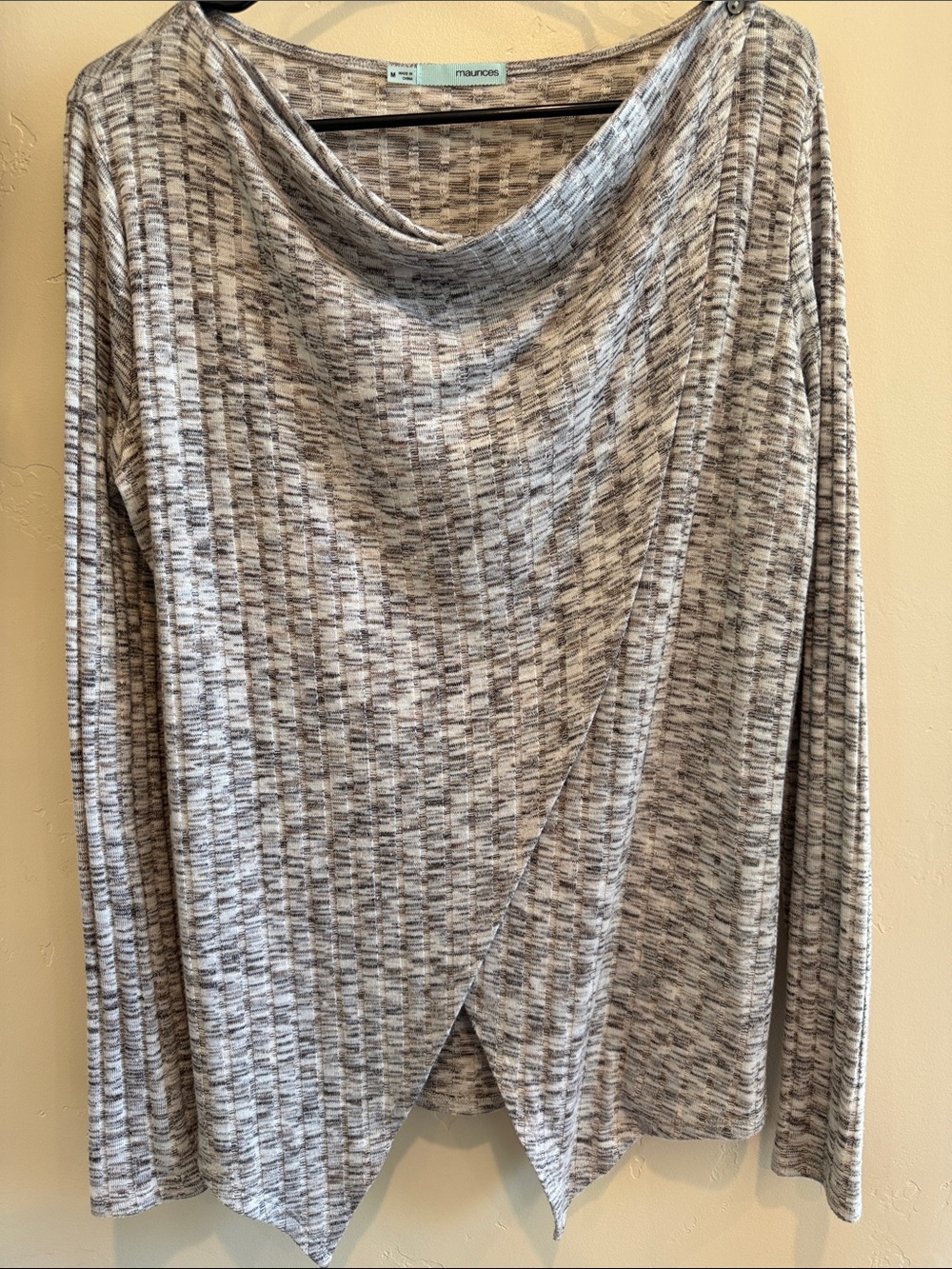 Maurices Heathered Gray Draped Cowl Neck Sweater